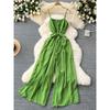 Holiday Wear Chic Summer New Design Sense Lace-up Waist-Controlled Youthful-Looking Loose Wide Leg Leisure Suspender Jumpsuit