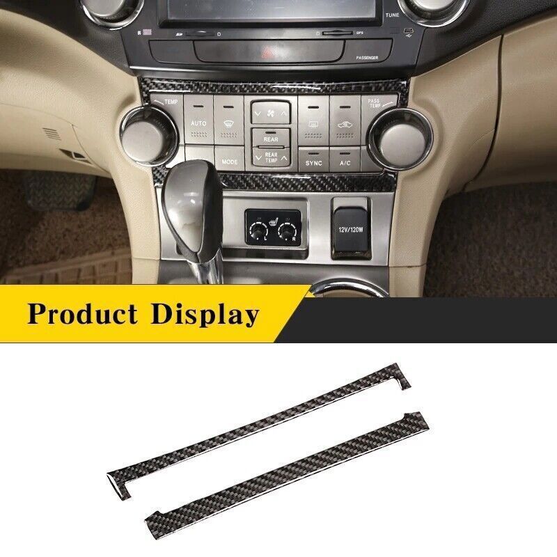 2pcs Carbon Fiber Car Dashboard Trim Accessories For Toyota Highlander 2009-2013