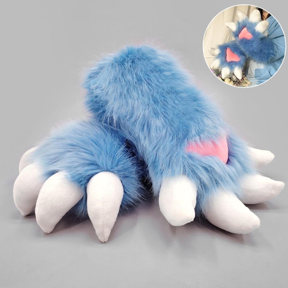 Faux Fur Animal Fursuit Paw Gloves Cartoon Anime Claw Mittens New Furry Gloves  Props