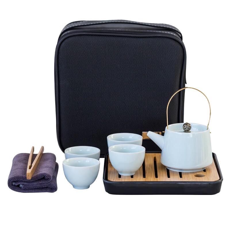 DARUNYAO Portable Yingqing Porcelain Tea Set (1 Pot, 4 Cups)