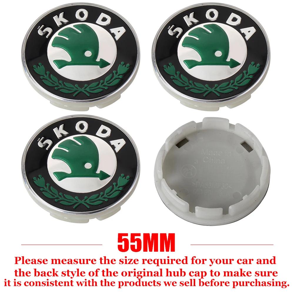 2025 Hot 4pcs 55mm 65mm Car Original Wheel Center Covers Hub Caps Emblem Replacement Auto Modification Accessories for Skoda Bad