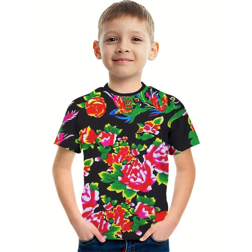 Children's Short Sleeve T-Shirts Creative Funny 3D Print Kids Summer Casual Comfortable Soft Breathable Round Neck Boys Girls T-Shirts