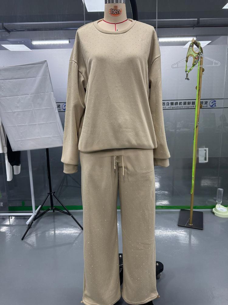 2025 Autumn/Winter Women's Casual Two-Piece Set: Round Neck Sweatshirt & Drawstring Jogger Pants