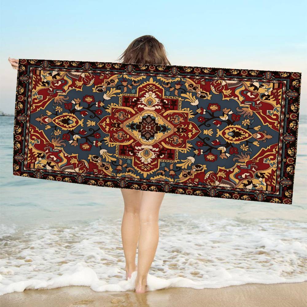Mysterious Red Persian Microfiber Beach Towel Absorbent Quick Dry Soft Yoga Swimming Resort Mountain Climbing Towel