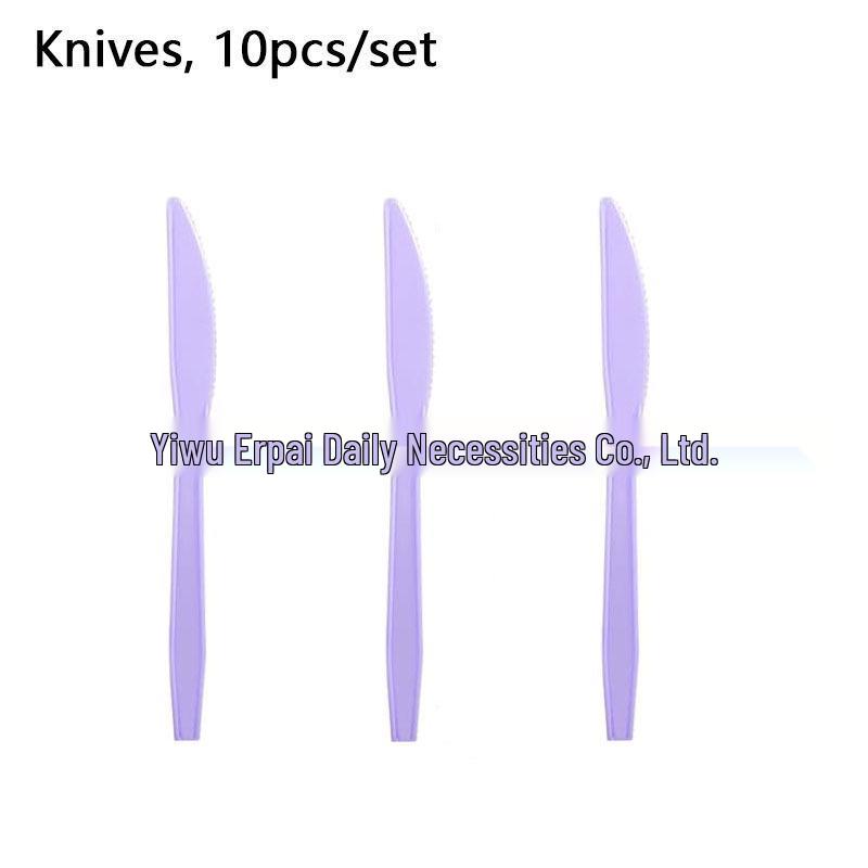 Purple Party Disposable Tableware Set: Plates, Cups, Napkins, Cutlery