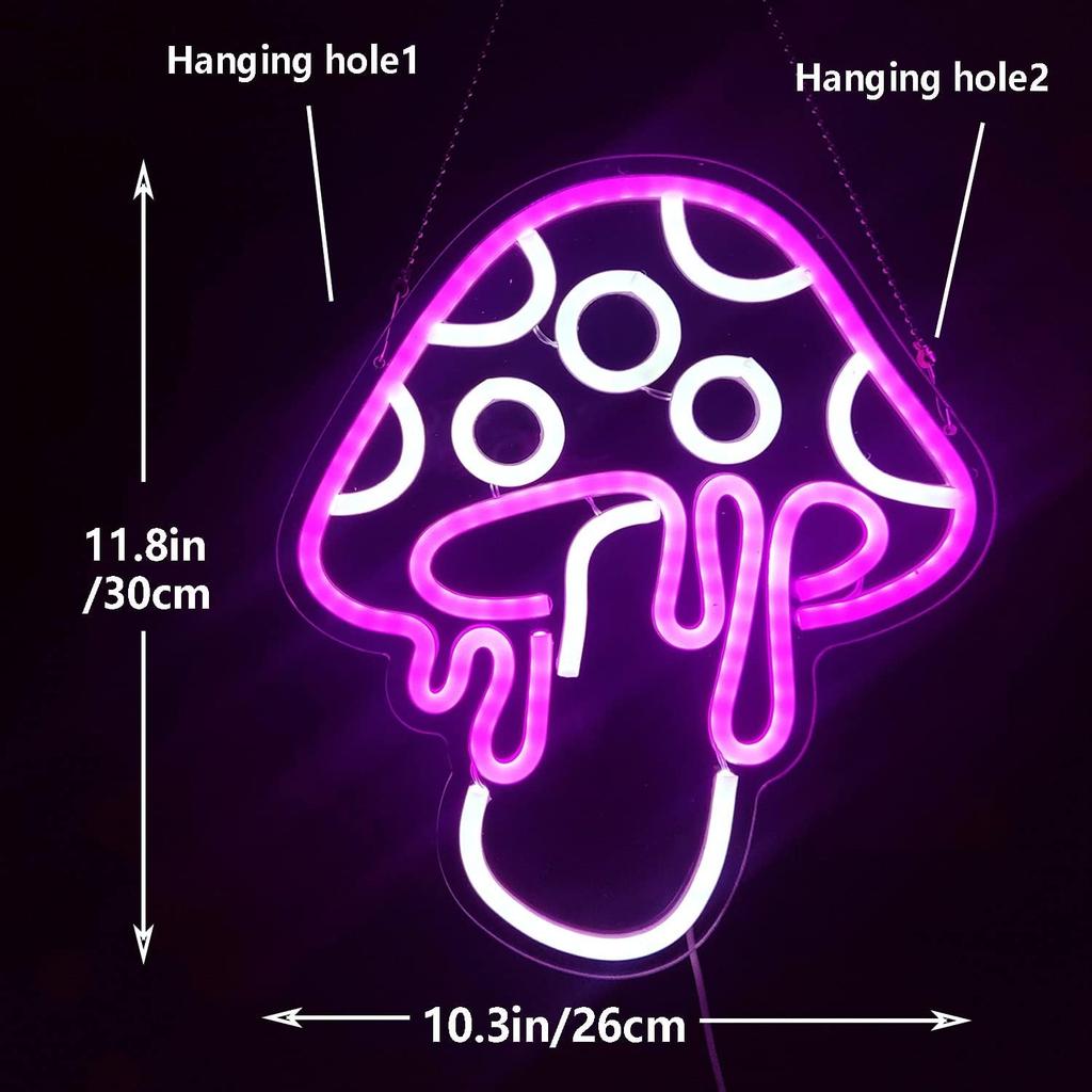 Inspired Mushroom Neon LED Dimmable Creative Nightlight Can be used for Game Room Bedroom Living Room Background Wall Decorative