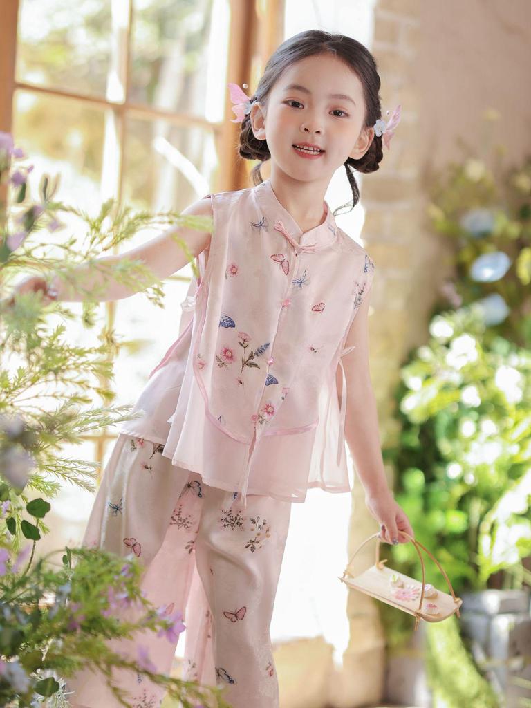 Sommer Qipao Set für Mädchen: Stilvoller Hanfu Tang-Anzug für Kinder