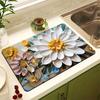 Oil Painting Style Floral Water-Absorbent, Stain-Resistant Kitchen Mat – Heat Insulation, Wear-Resistant, Easy-Clean Draining Mat