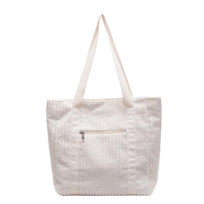All-matching Women's Large-capacity Tote Bag Simple Artistic Corduroy Shoulder College Students 'commuting Handbag