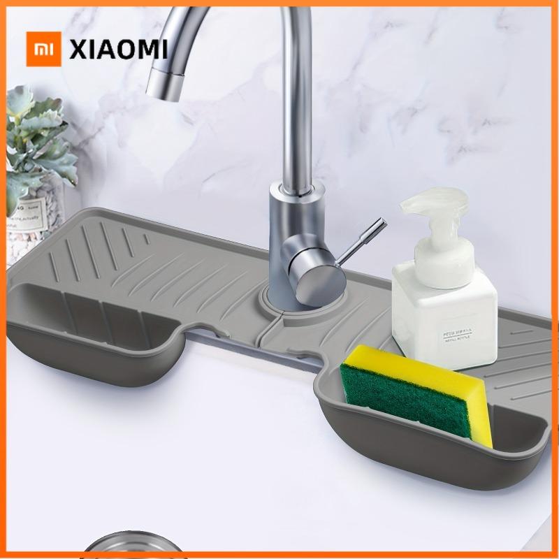 Xiaomi Silicone Kitchen Sink Organizer – Dual Pocket Sponge/Cloth Holder with Anti-Splash Guard, Durable Drain Mat for Countertops