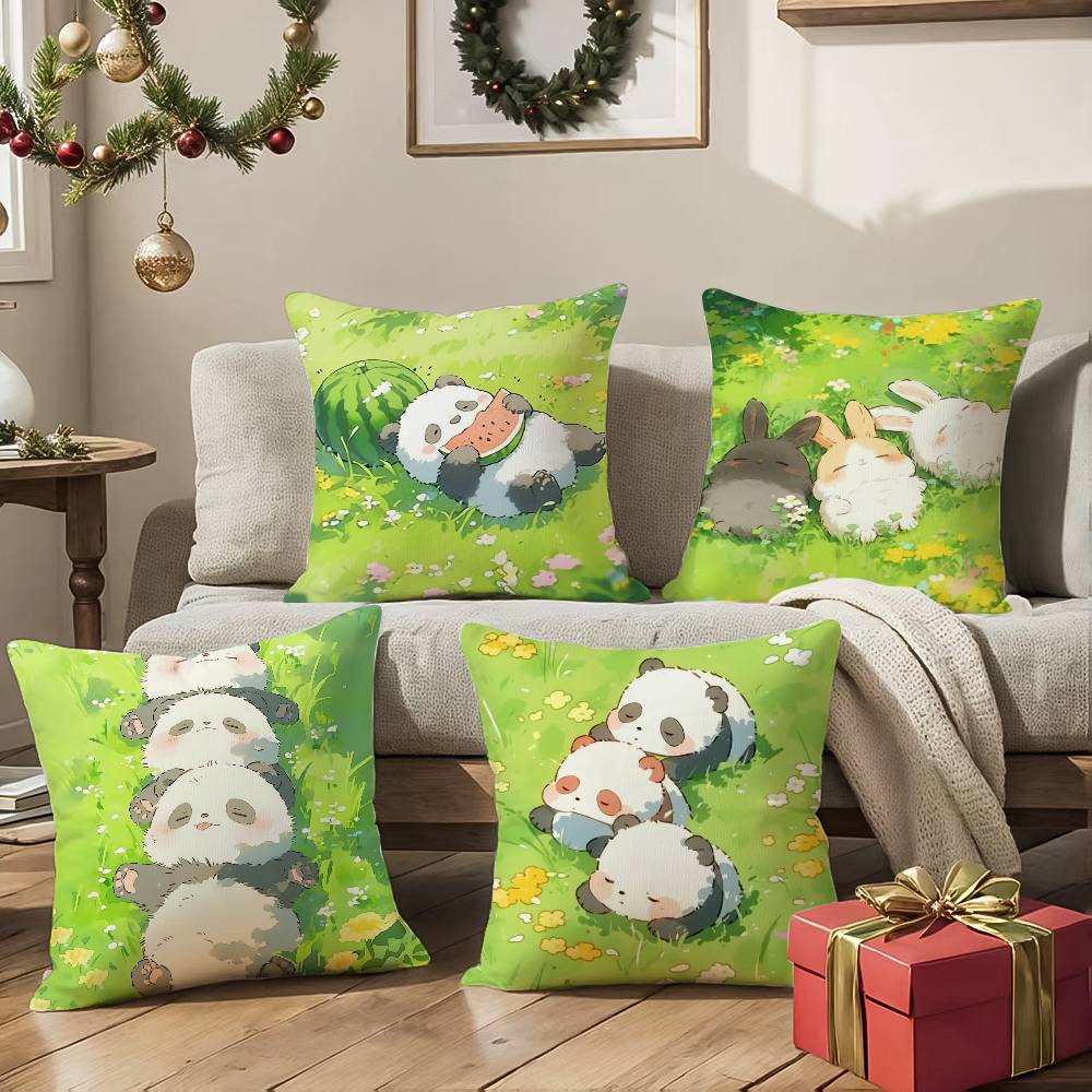 Cartoon Panda Cute Animals Pillow Case Comfort Sofa Bed Silky elegant Invisible zipper Decorative cushion cover