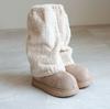 Vivian V6134AW Removable Shearling Boots with Platform Soles and Short Boot Size L Women's Beige, 2-Way Covers, (24.0-24.5cm)