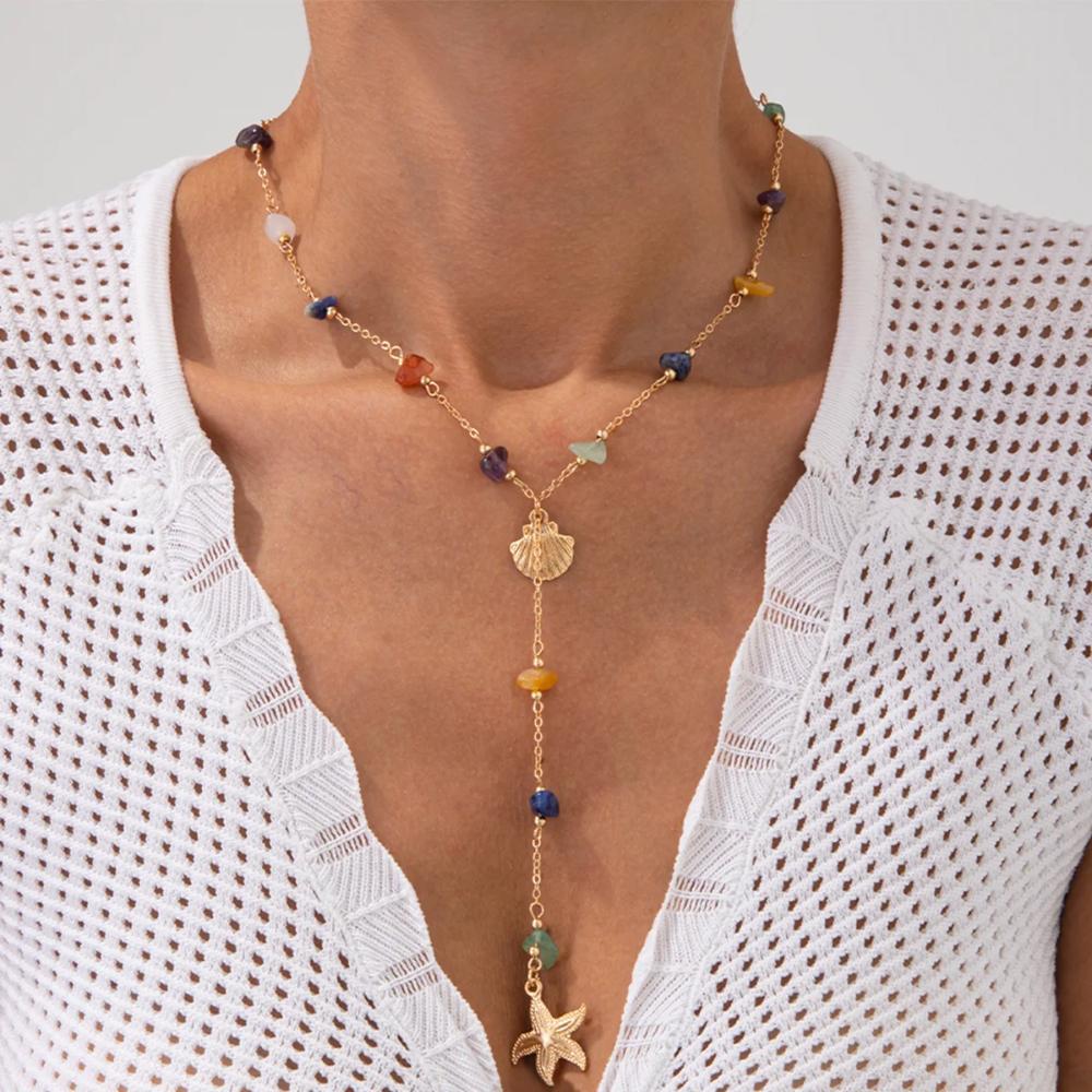 

Bohemian Long Y-Shaped Necklaces for Women Metal Clavicle Chain Gold Color Choker Holiday Party Jewelry Necklace Gift Collar