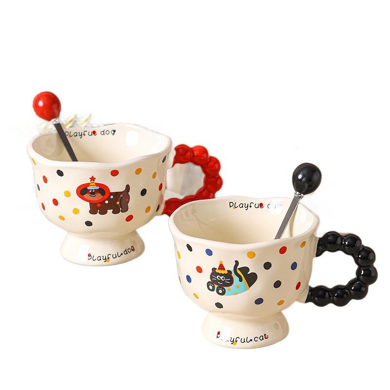 Cute Cartoon Ceramic Cup Good Looking Mug  Home Water Cup  Coffee Cup  Couple Cup  Breakfast Cup  Convenient Gift