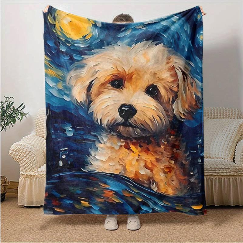 1pc Cute Dog Blanket  Soft Throw for Room Decor, Perfect Gift, Living Room, Travel, Camping, Car Blankets
