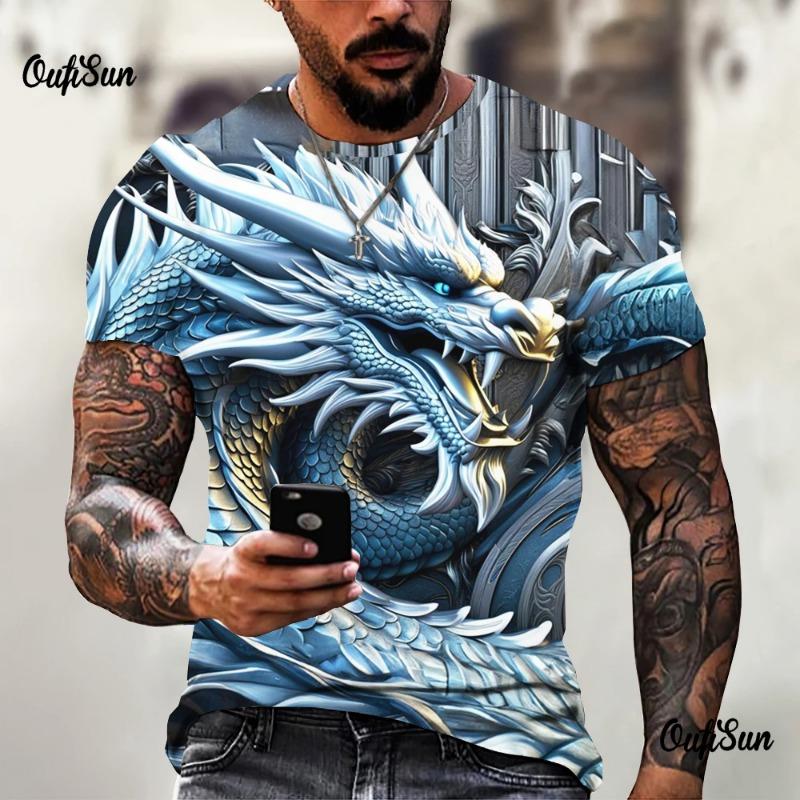 Men's summer 3D printed skull personalized cool print pattern punk rock retro men's trendy cool short sleeved T-shirt