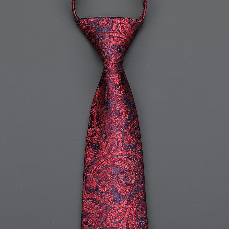 Burgundy Zip-Up Tie Men And Women Formal Wear Business Groom Best Man Wedding Korean Version No Striped Tie