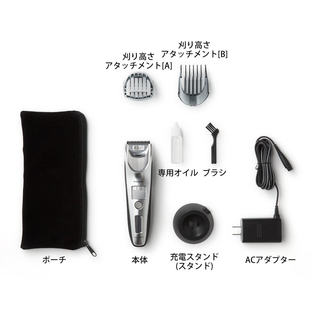 Panasonic Hair Clipper Linear Hair Cutter Made In Japan Rechargeable AC Type Silver Tone ER-SC60-S