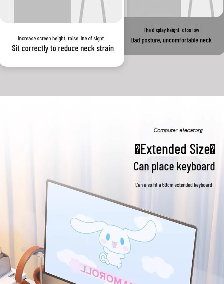 Curved Edge Desktop Monitor Riser Stand with Storage