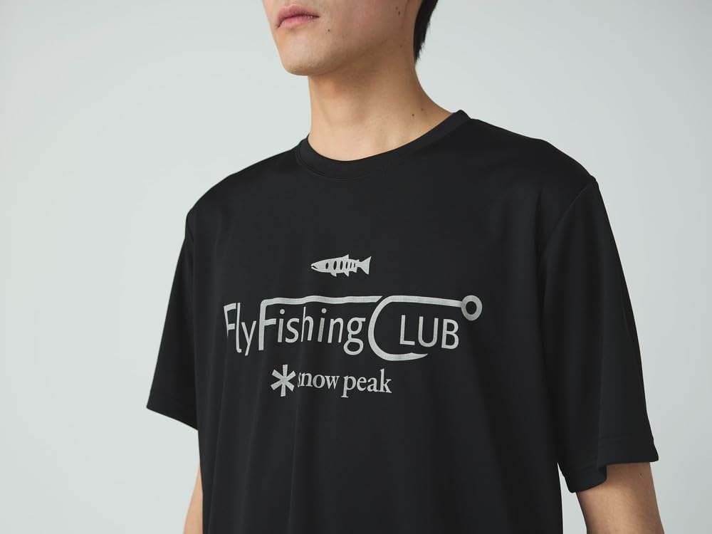 Snow Peak Графическая футболка с коротким рукавом и размером S Flyfishing Club SPF-TS-25AU902, мужская/женская, черная,