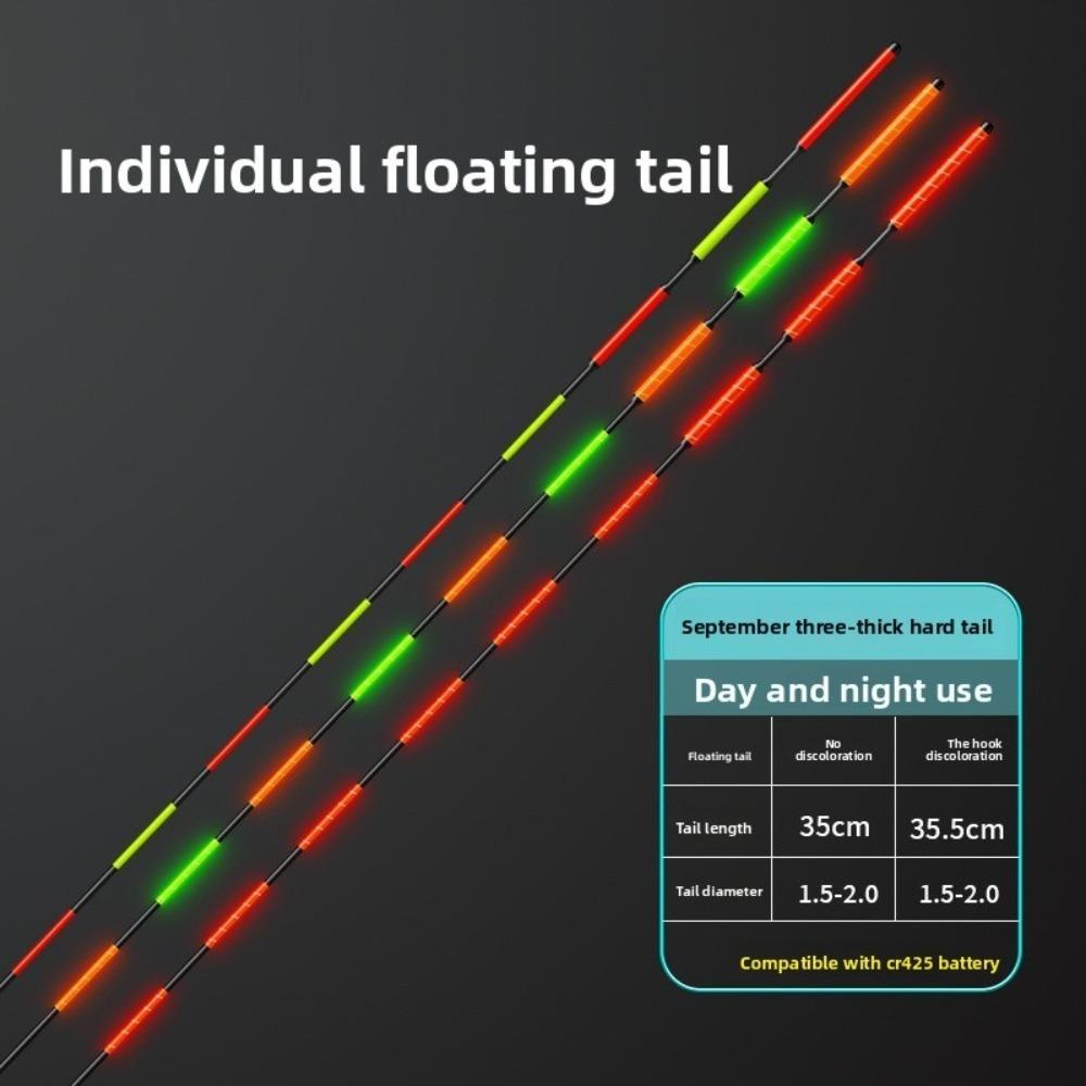 

Ultra Sensitive LED Fishing Smart Float Top Luminous Night Fishing Float Top Night Fishing Biting hook discoloration-E-9 Light(Bold） 35cm
