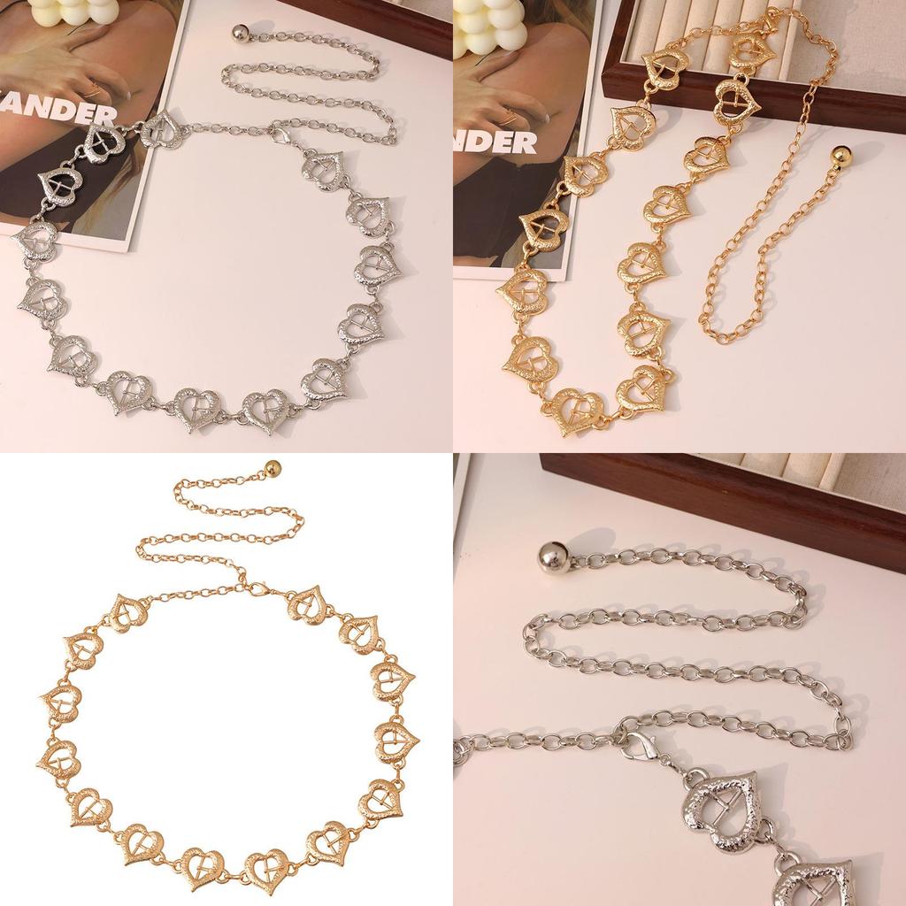 Heart Trendy Shaped Metal Waist Chain With Hollow Buckle For Women Accessory