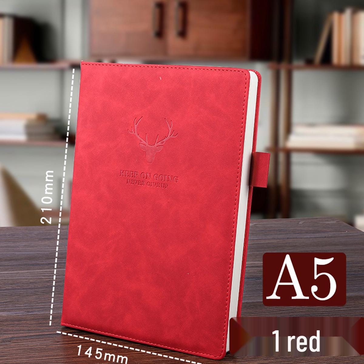 A5 Leather Cover Deer Head Notebook Diary with Pen Holder - Thick, Business & Student Planner A5
