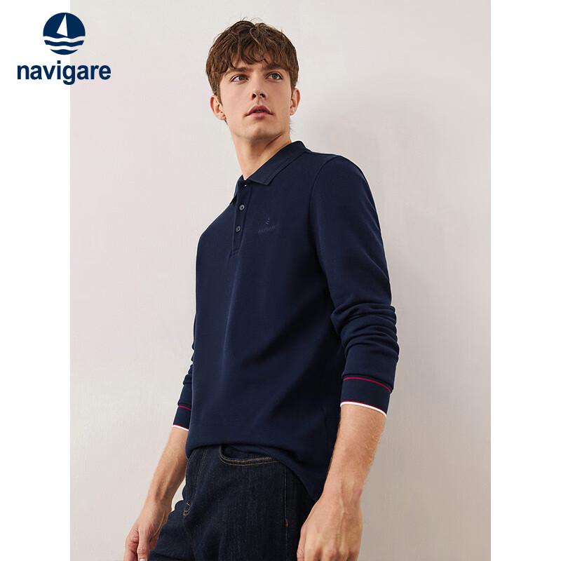 Navigare Men's 100% Cotton Long Sleeve Polo Shirt