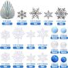 44 PCS Snowflake Cake Toppers Frozen Cake Toppers Blue Ball Cake Decoration for Wedding Christmas Winter Theme Birthday Party