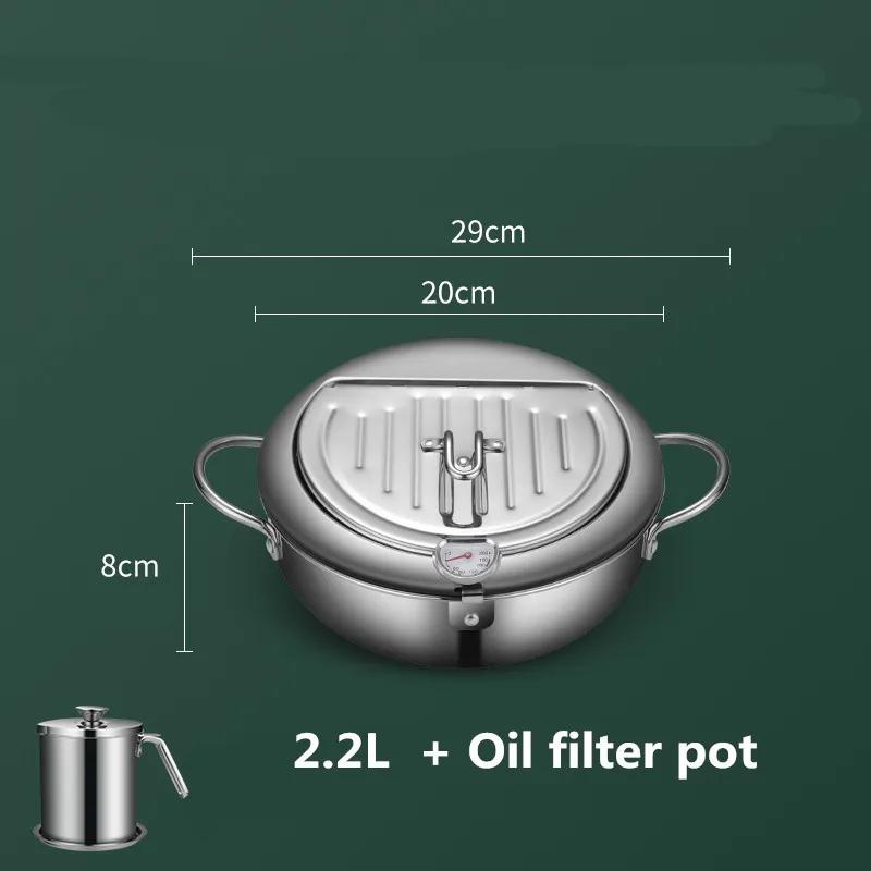 Japanischer Fritteusentopf mit Thermometer und Deckel 304 Edelstahl Küchen-Tempura-Fritteuse 20 24 cm Töpfe und Pfannen