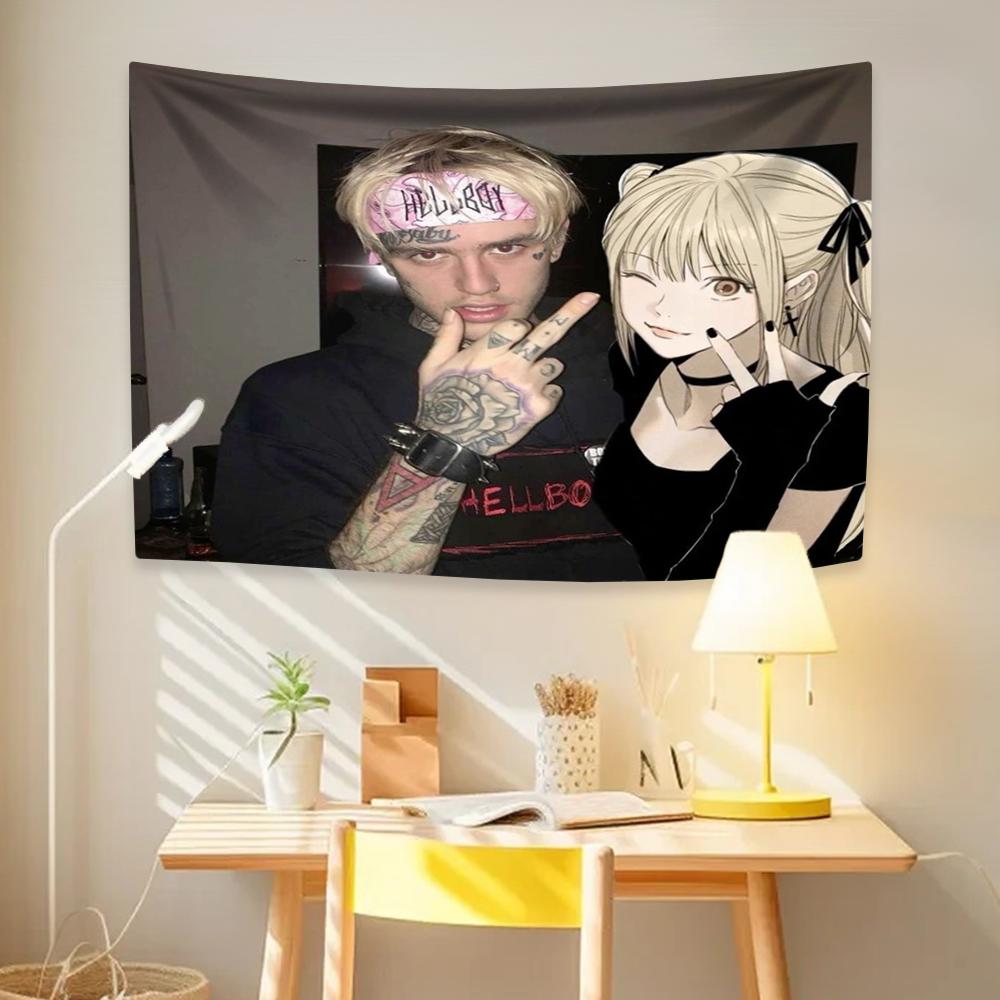 Rapper und Anime-Mädchen Wandteppich Kreative Heimdeko Ästhetik Wandbehang Abdeckung Wohnzimmer Schlafzimmer Hintergrund Fans Geschenk