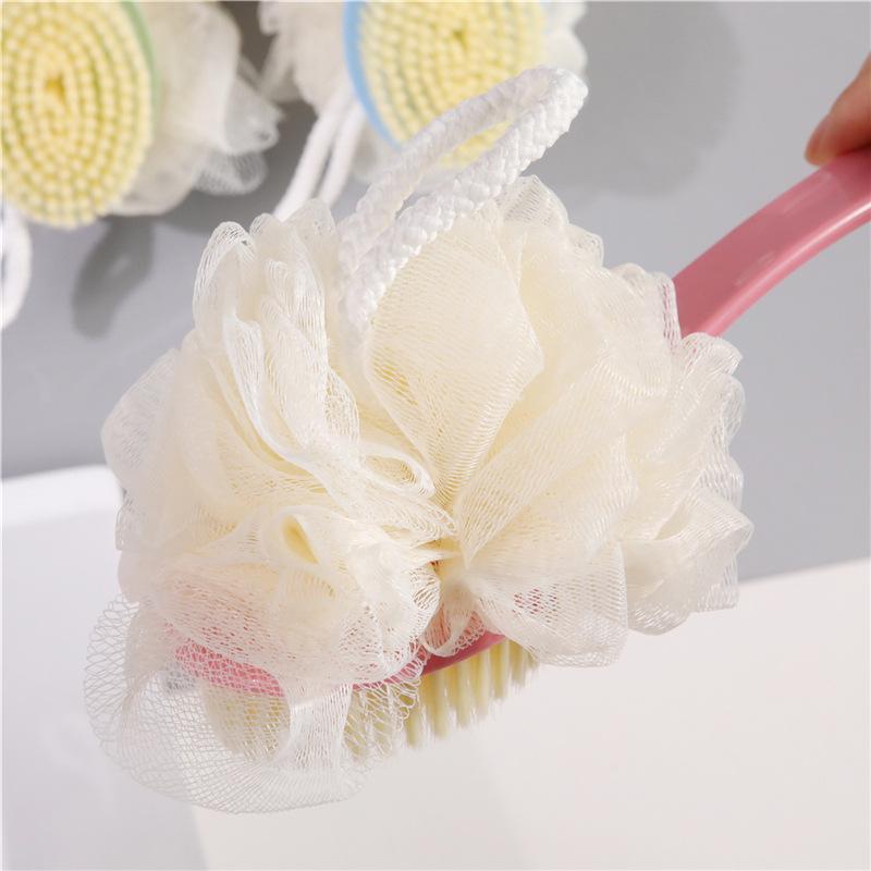 Two-sided Mud Rub Long Handle Soft Hair Bath Brush Back Body Massage Exfoliating 2-in-1 Bath Ball Brush