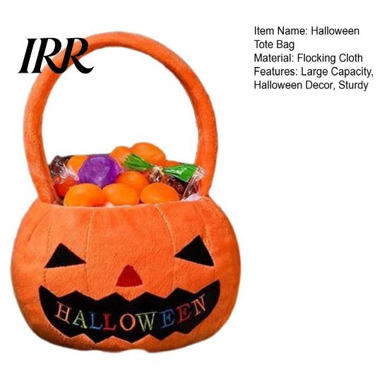 Cute Pumpkin Handbag Halloween Treat Bag, Portable Candy Tote for Kids, Large Capacity Comfortable Handle Trick or with Soft Handle, Party Favor Gift