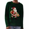 Women's Fashion Christmas Print Pullover Long-Sleeve  Neck Knit Sweater Top