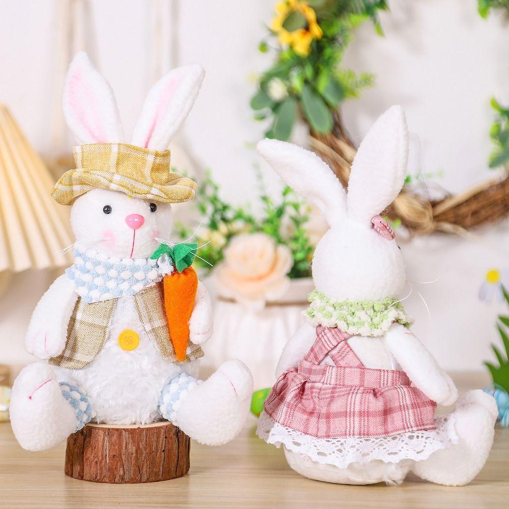 Creative Easter Rabbit Ornament Cute Doll Rabbit Figurine Decoration  Party Scene Prop