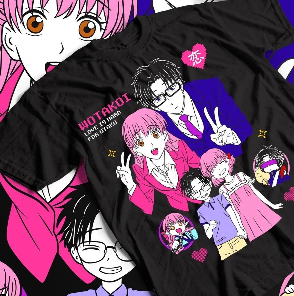 Wotakoi Anime Girl Tee Kawaii Otaku Tshirt Love Is Hard Shirt Black S