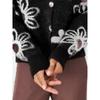 Damen Cropped Floral Jacquard V-Ausschnitt Dickstrick Cardigan Pullover Oberbekleidung