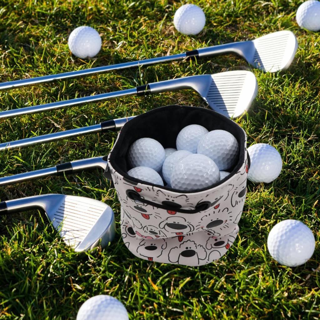 Portable Waterproof Golf Ball Storage Pouch with Drawstring for Driving Range Swimming Fitness Camping Travel Golfing Supplies