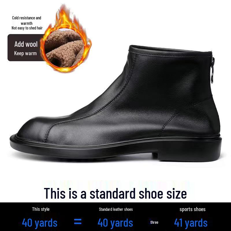 Men s British Style High-Top Autumn Leather Chelsea Boots with Zipper 38