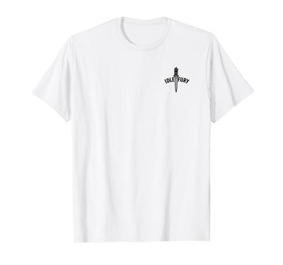 Zobacz nadruk na plecach Idle Fury Sacred Heart Sacred Heart Sztuka Tatuażu Mroczny Miecz Sztylet T-Shirt