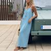 European and American women's clothing, new spring models, fashionable solid color backless suspender holiday dress dress