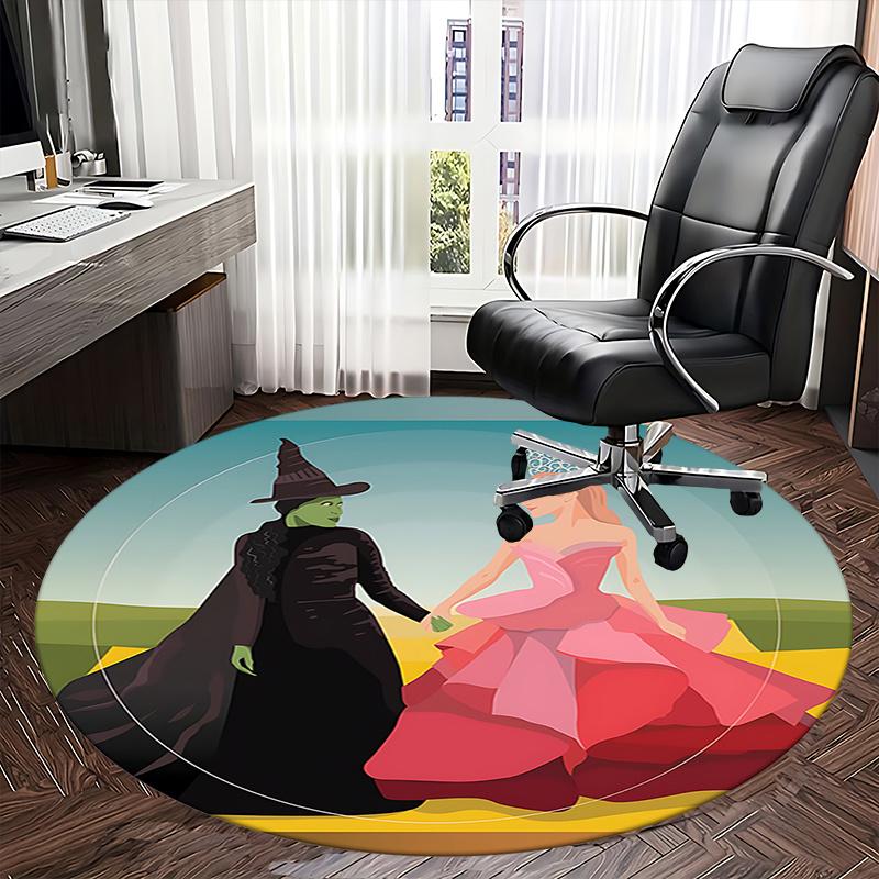 Wizard of Oz,Witch and Princess Chair Mat Round Rug Office Carpet, Non Slip, Suitable for Living Rooms, Bedrooms,Decor1205897a