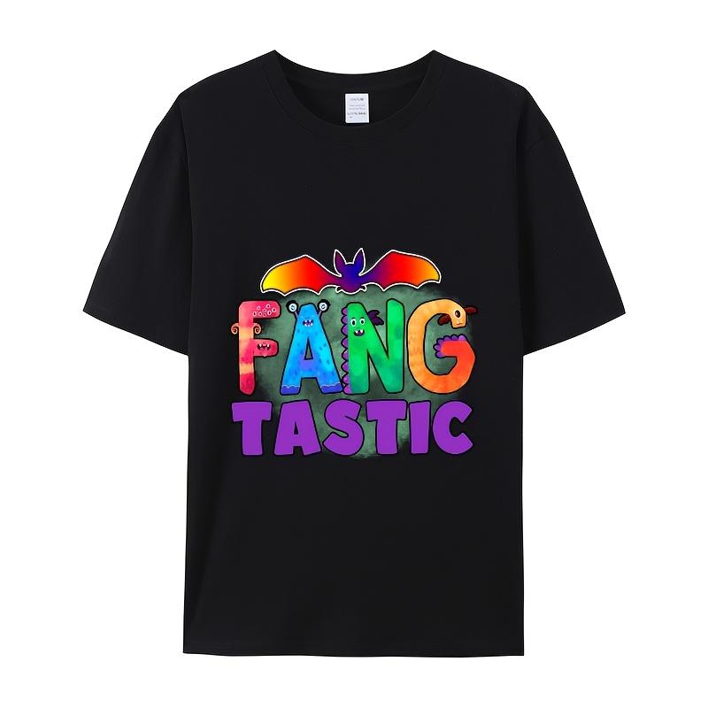 Cute Monsters Forming FANG with BatPrint T-Shirt Summer Casual Streetwear Men Women Unisex Fashion Tshirt Top