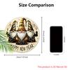 Celebrate The New Year Wooden Ornament with Gnomes Pattern - Happy New Year Round Sign for Front Door, Wall Hanging Decor
