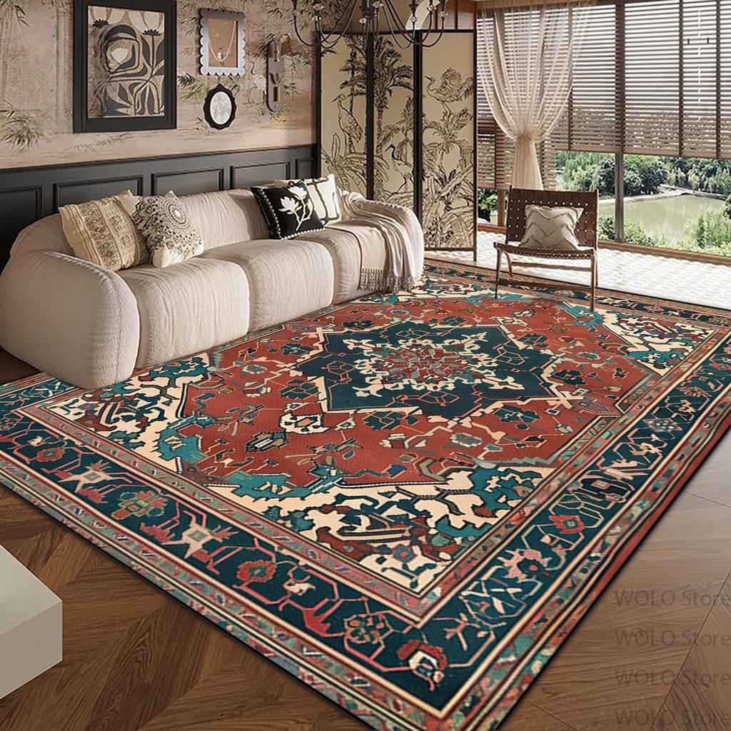 Persian Red Large Carpets for Living Room Ethnic Style Decoration Non-slip Fluffy Soft Rug Home Sofa Area Bedroom Washable Mats