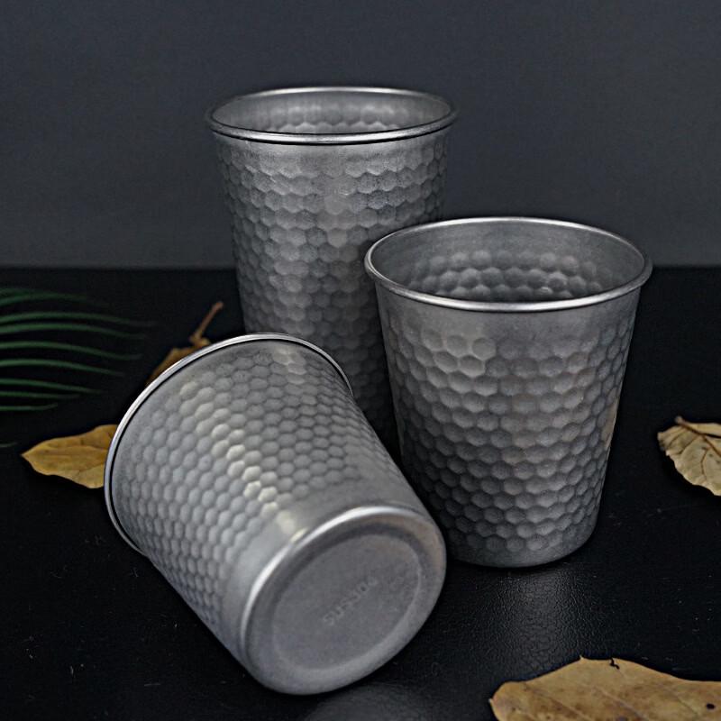 Shangqi Retro Stainless Steel Hammered Water & Tea Cups - Set of 2