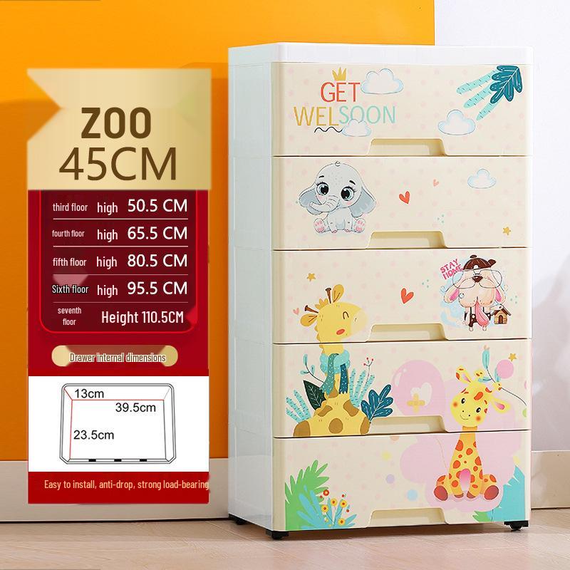 

Пластиковый шкаф для хранения игрушек и офисного использования с изображением животных из мультфильмов шириной 45 см 4 layers