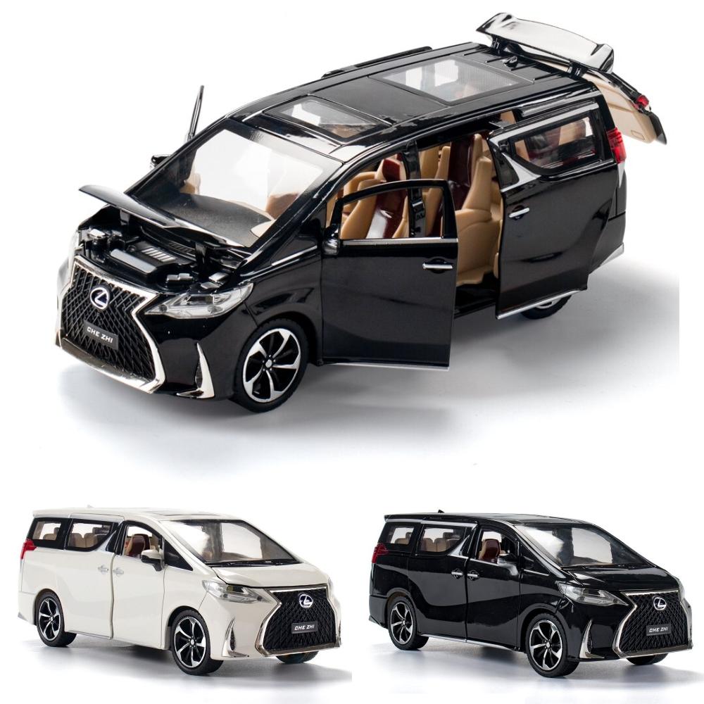 1/24 Lexus LM300H MPV Van Diecast Toy Car Model Miniature Pull Back Sound & Light Doors Openable Collection Gift for Boy Kid
