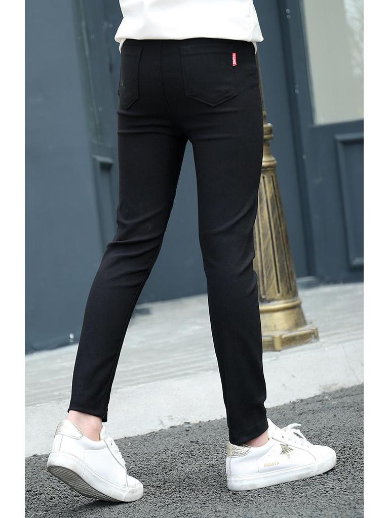 2022 Girls' Elastic Pencil Pants, Ages 3-12, Spring/Autumn Skinny Long Pants