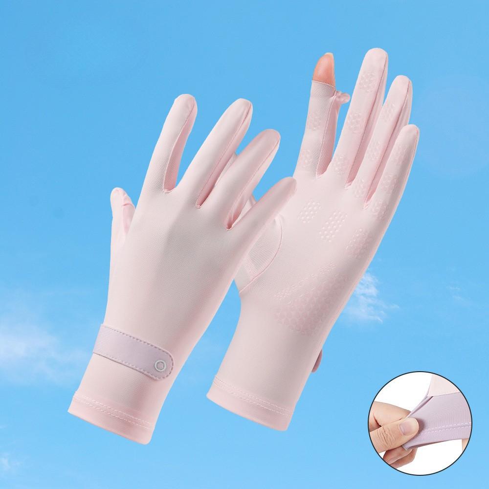 Sunscreen Gloves Summer Ice Silk Women's Outdoor Sports Ice Sensing Thin Breathable Non Slip Cycling Flip Touch Screen Gloves